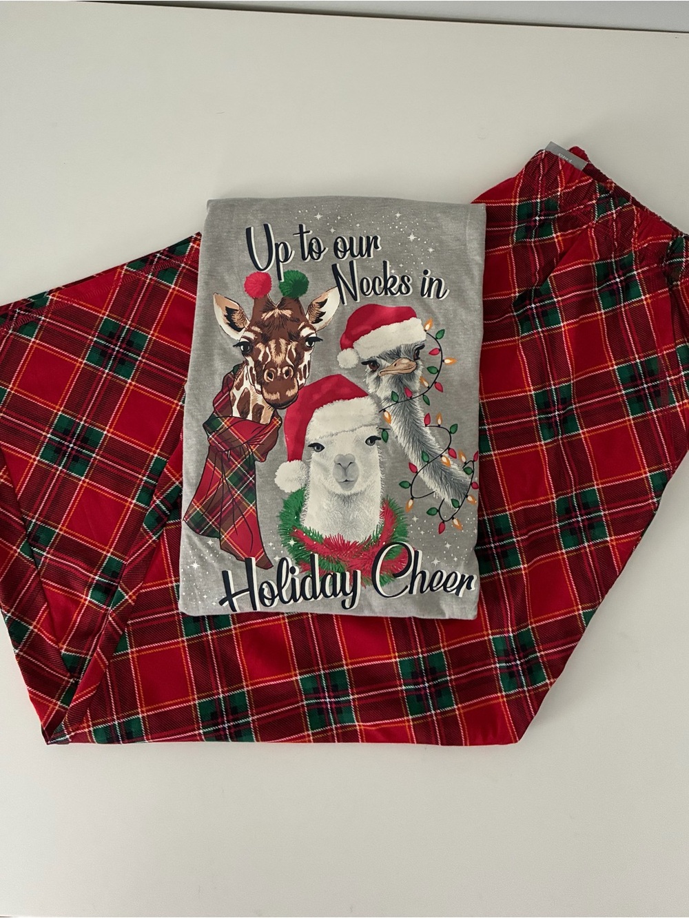 NWT Cacique Christmas Pajama Set Size 14/16 Animal Top Plaid Pants Lane Bryant